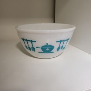 Hazel Atlas Turqouise Rolled Rim Kitchen Aids Mixing Bowl